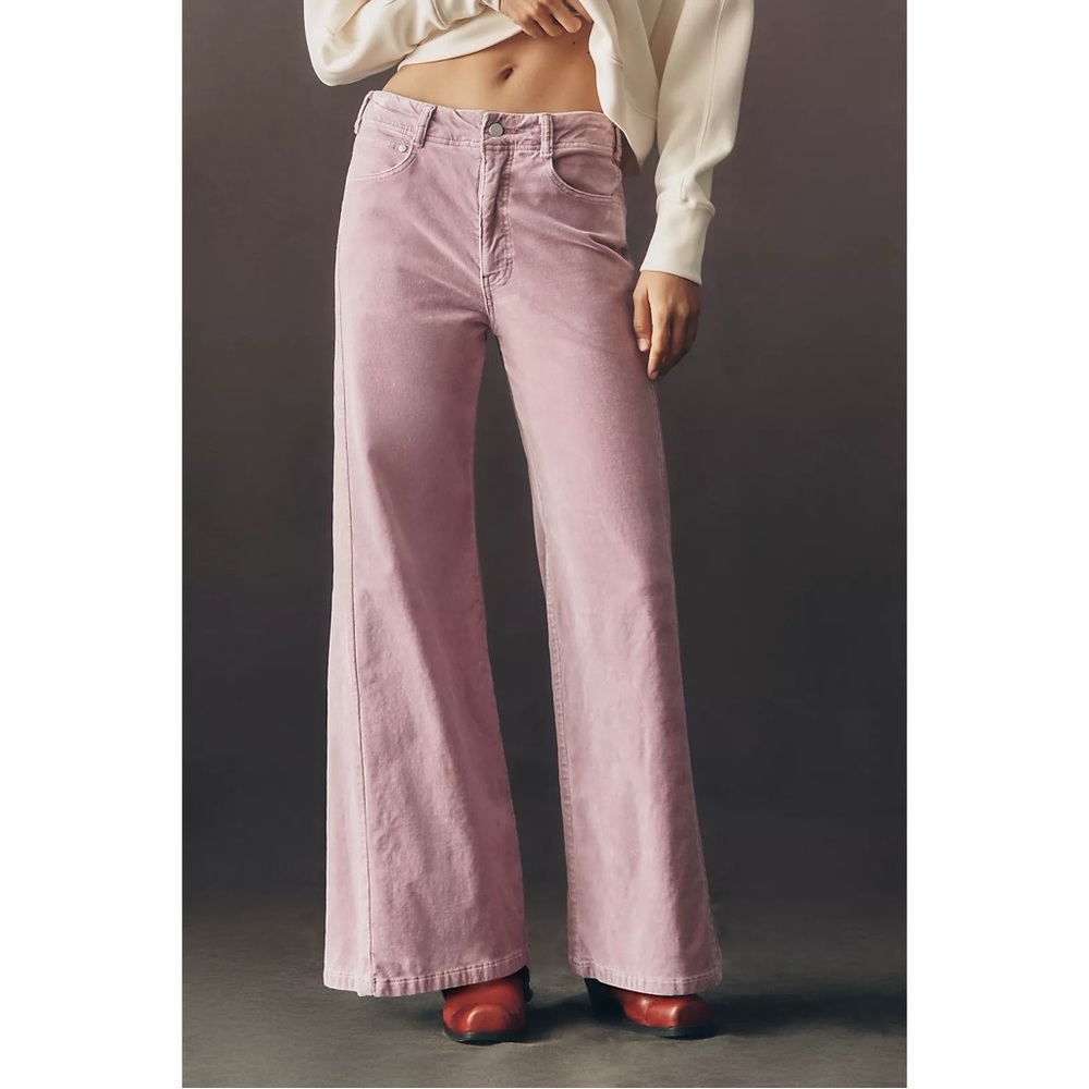 Anthropologie Pilcro The Adi Velvet High-Rise Flare Jeans Pants in Maeve Mist